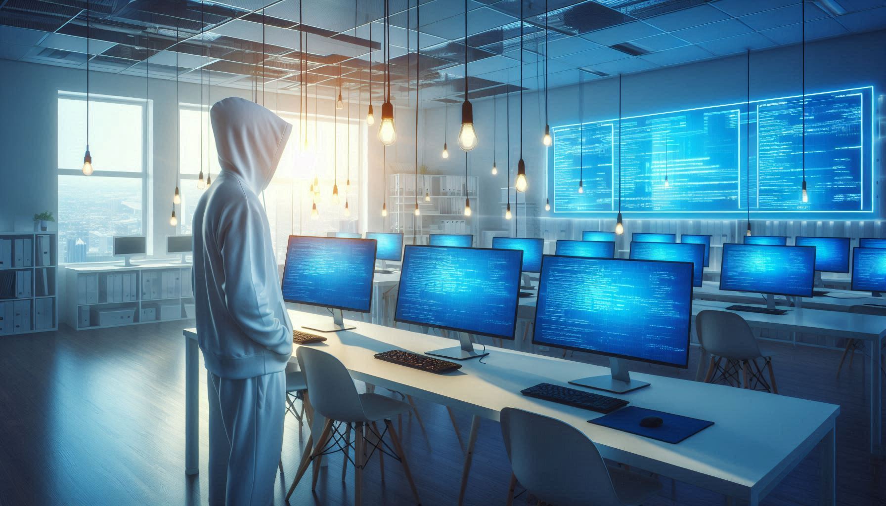 Identifizierung und Ausnutzung von Schwachstellen Penetration Hacker an seinem Arbeitsplatz